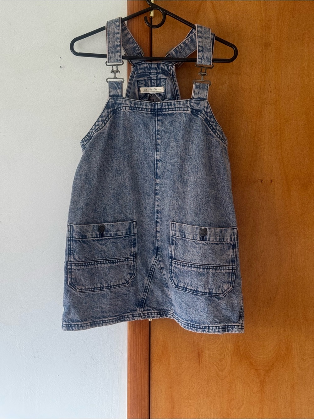 Free People Washed Denim Pinafore Overalls - Light Blue
